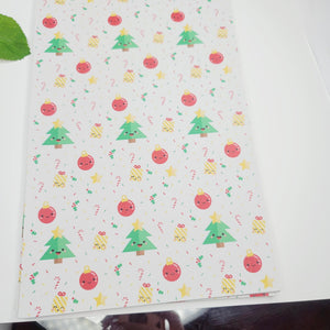 Christmas - Happy Tree Presents Ornaments Faux Leather Printed Vinyl Sheet