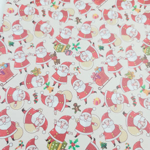 Christmas - Santa  Faux Leather Printed Vinyl Sheet