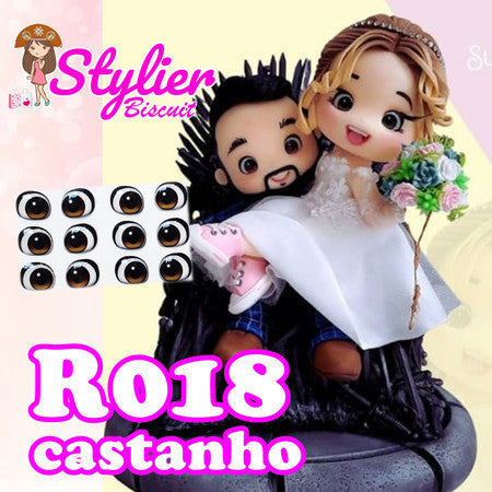Adhesive Resin Eyes for Clays BROWN STY R018 (PP - X-SM)  72Pairs