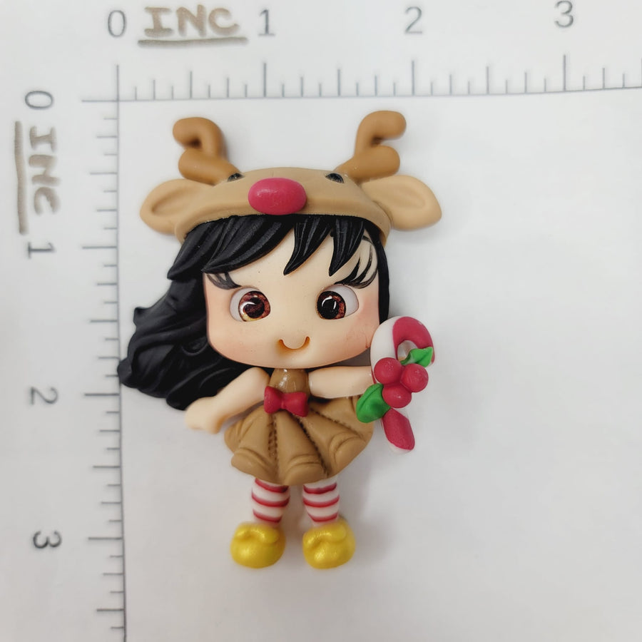 Teca Xmas  #549 Clay Doll for Bow-Center, Jewelry Charms, Accessories, and More