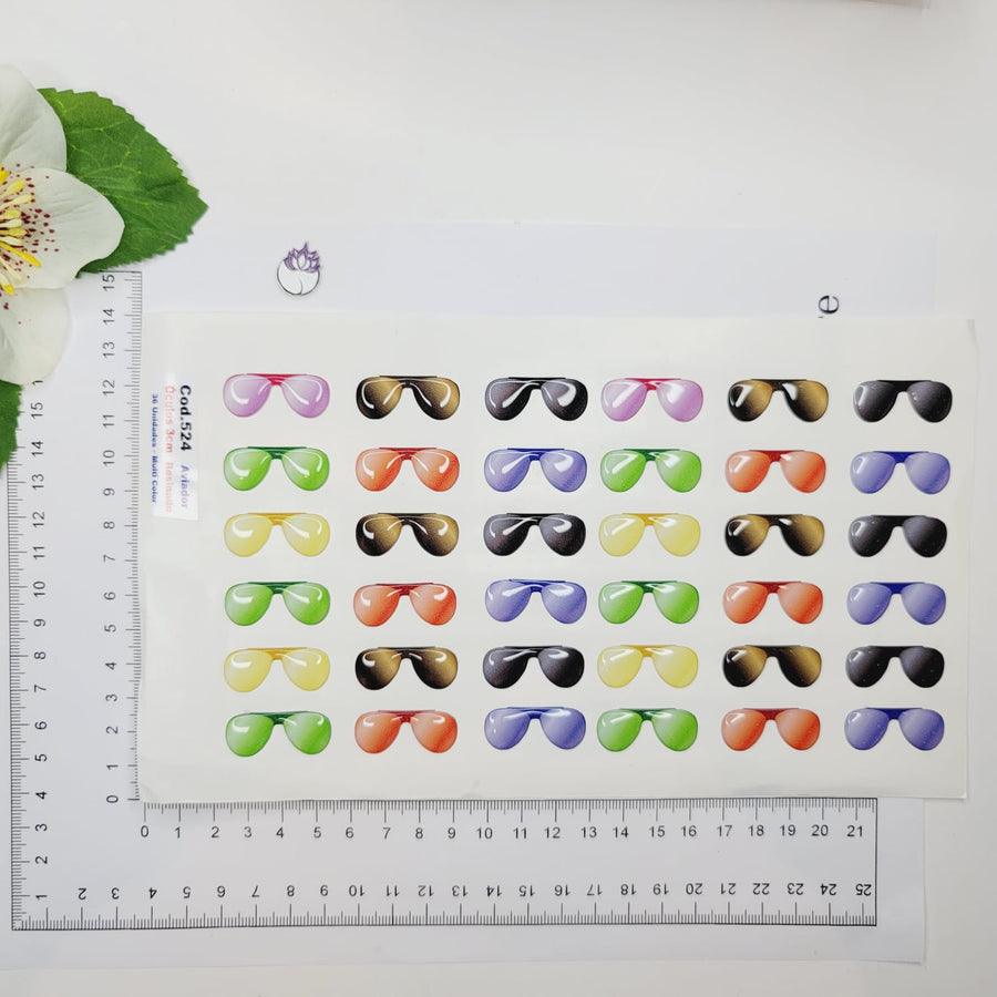 Adhesive Resin SunGlasses for Clays MNC 524 Aviator 3cm 36 Units (Multicolor)
