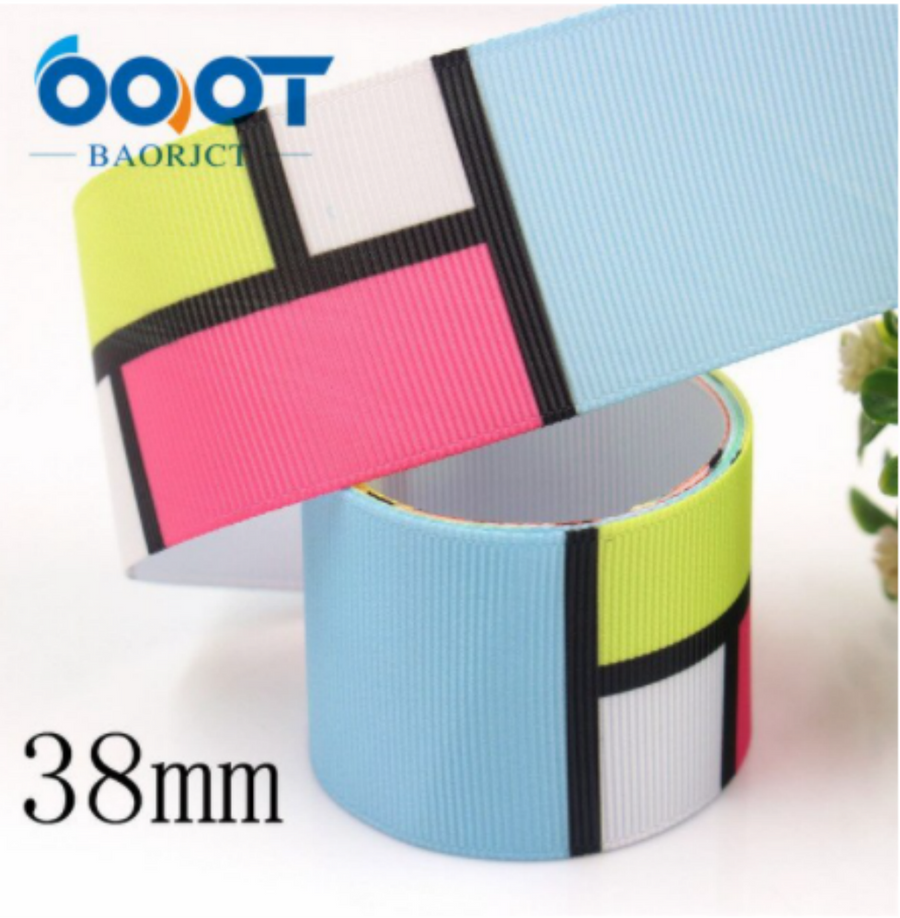 Geometric Printed Grosgrain Ribbon - 1 1/2" (38mm) - Sold by the Yard