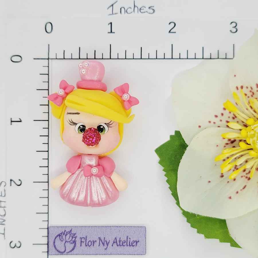 Apple Clown #033Clay Doll for Bow-Center, Jewelry Charms, Accessories, and More