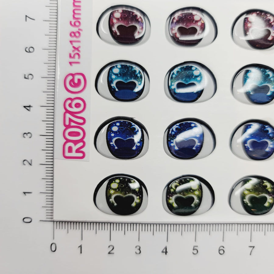 Adhesive Resin Eyes for Clays Multicolor STY R076 G 16Pairs