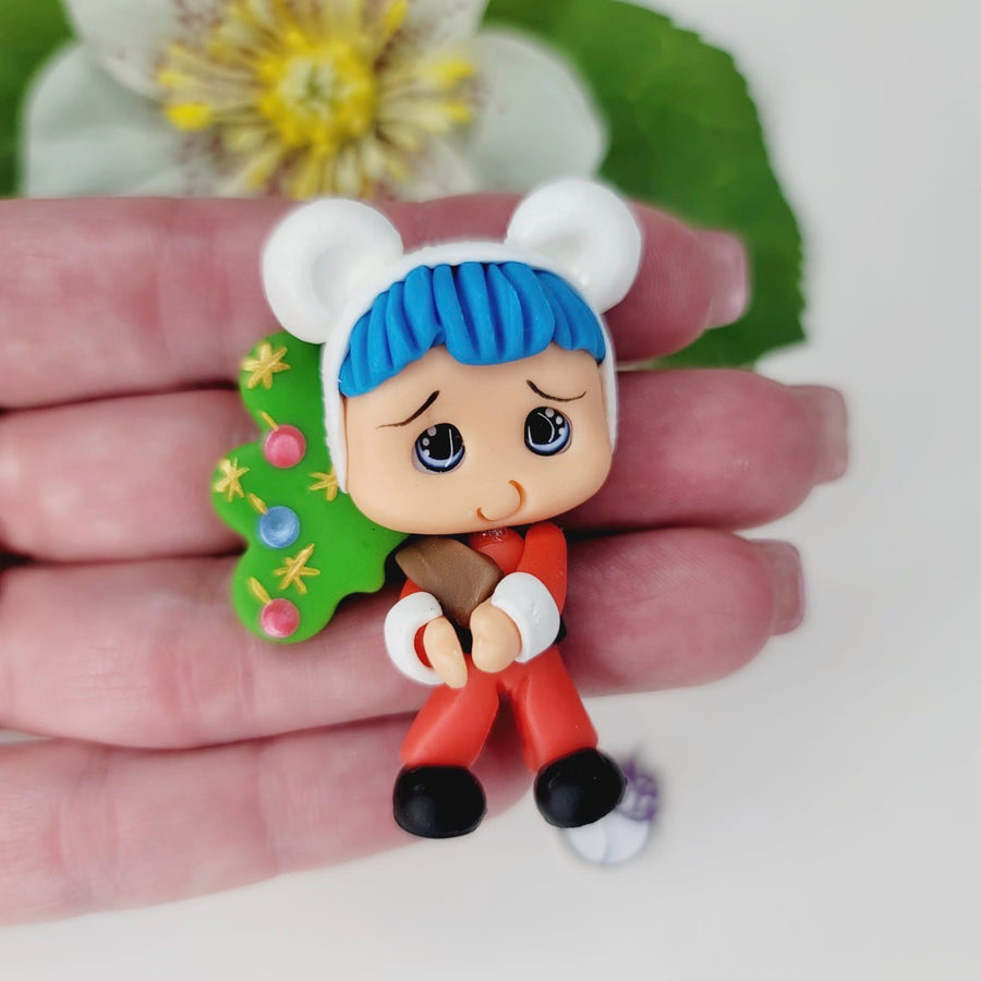 439 Oliver Xmas Clay Doll for Bow-Center, Jewelry Charms, Accessories, and More