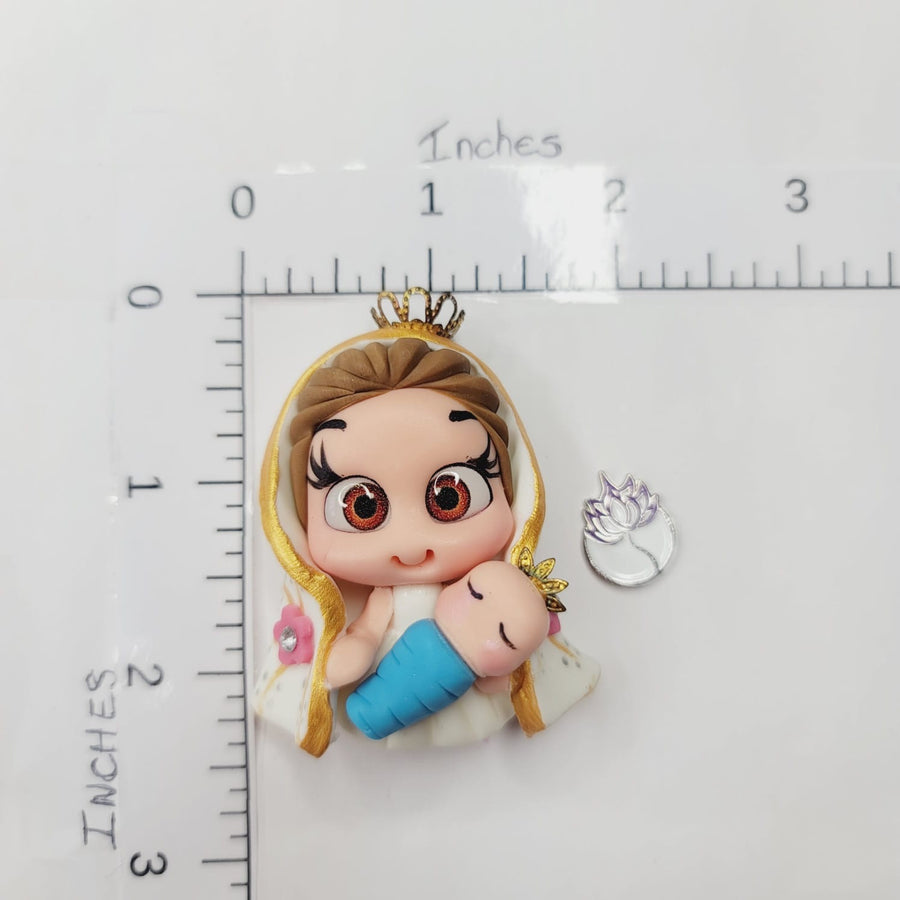 248 Holy Mary 1  Clay Doll for Bow-Center, Jewelry Charms, Accessories, and More