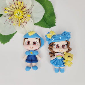 343 Lucas & Bibi Twins Clay Doll for Bow-Center, Jewelry Charms, Accessories, and More