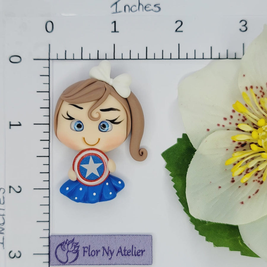 Cap America Super Girl #099 Clay Doll for Bow-Center, Jewelry Charms, Accessories, and More