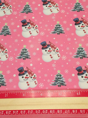 Christmas - Snow Couple Faux Leather Printed Vinyl Sheet