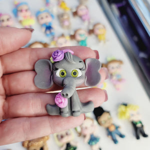 Elephant Lury #186 Clay Doll for Bow-Center, Jewelry Charms, Accessories, and More