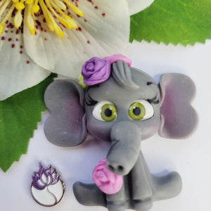 Elephant Lury #186 Clay Doll for Bow-Center, Jewelry Charms, Accessories, and More