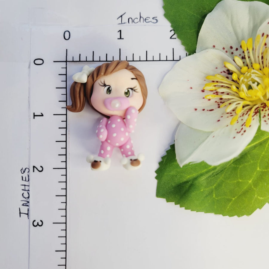 192 Ella, Lunna  & Emma Triplets Clay Doll for Bow-Center, Jewelry Charms, Accessories, and More