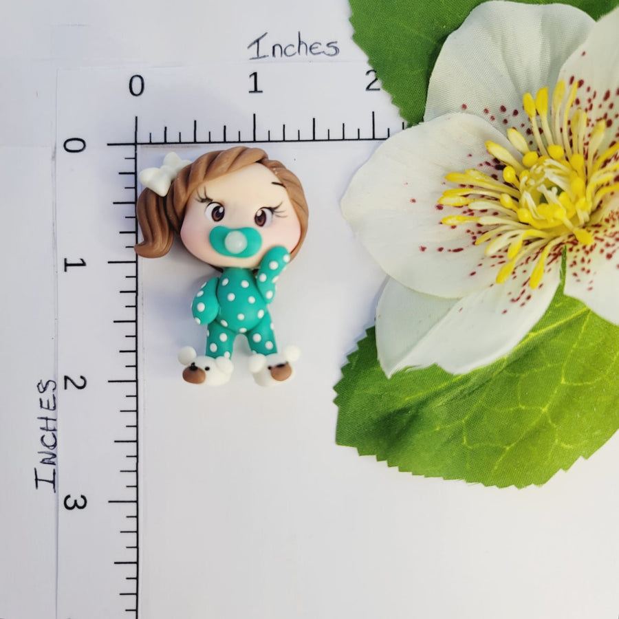 192 Ella, Lunna  & Emma Triplets Clay Doll for Bow-Center, Jewelry Charms, Accessories, and More