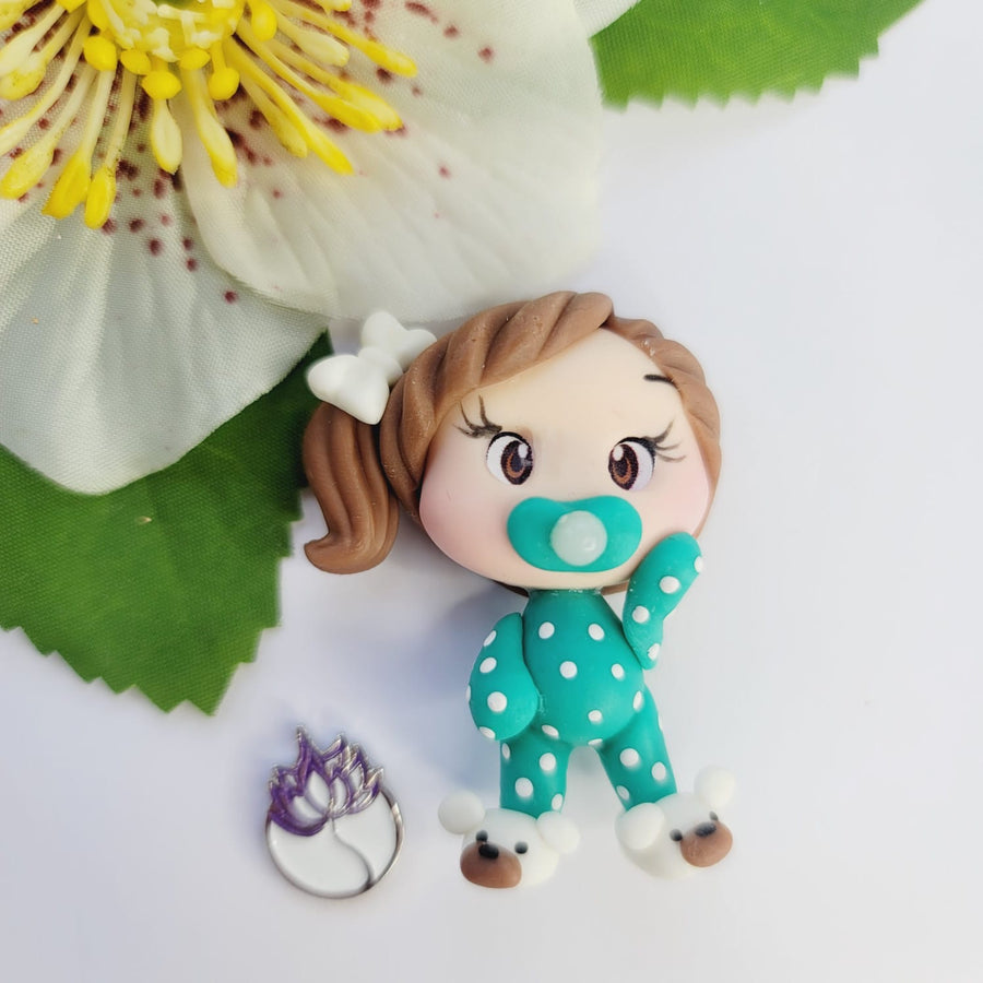 192 Ella, Lunna  & Emma Triplets Clay Doll for Bow-Center, Jewelry Charms, Accessories, and More