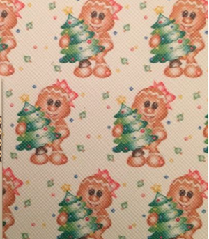 Gingerbread Girl and Tree Faux Leather Printed Vinyl Sheet