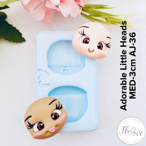 Adorable little heads med (3cm) silicone mold AJ #36