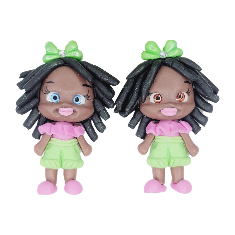 Precious & Shanice Twins #463 Clay Doll for Bow-Center, Jewelry Charms, Accessories, and More