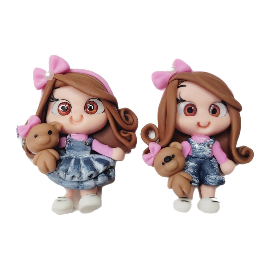 Olivia & Ava Twins #440 Clay Doll for Bow-Center, Jewelry Charms, Accessories, and More