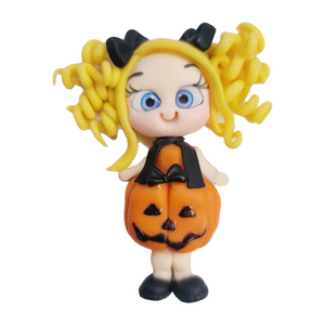 298 Kenzie Pumpkin Clay Doll for Bow-Center, Jewelry Charms, Accessories, and More
