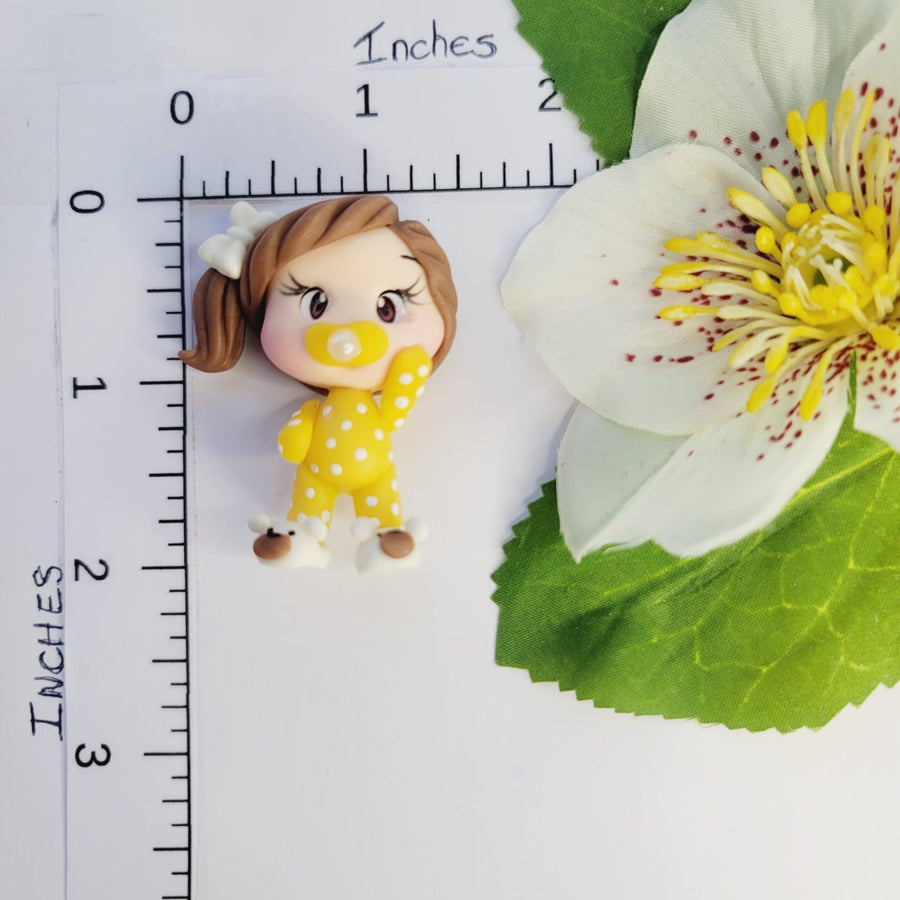 192 Ella, Lunna  & Emma Triplets Clay Doll for Bow-Center, Jewelry Charms, Accessories, and More