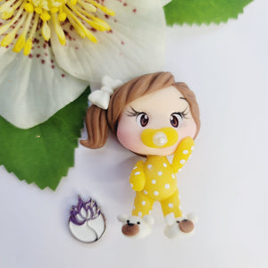 192 Ella, Lunna  & Emma Triplets Clay Doll for Bow-Center, Jewelry Charms, Accessories, and More