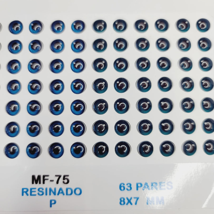 Adhesive Resin Eyes for Clays MF 75  P (8X7 mm) 63 Units