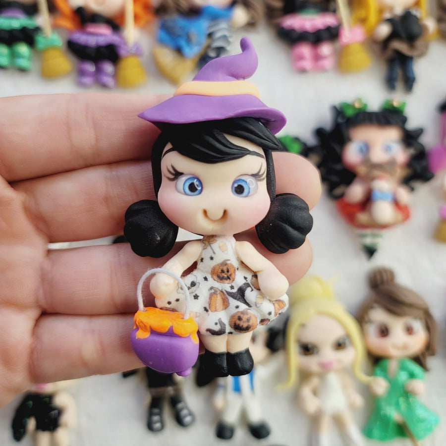 592 Witches Glinda & Trixie Twins Clay Doll for Bow-Center, Jewelry Charms, Accessories, and More