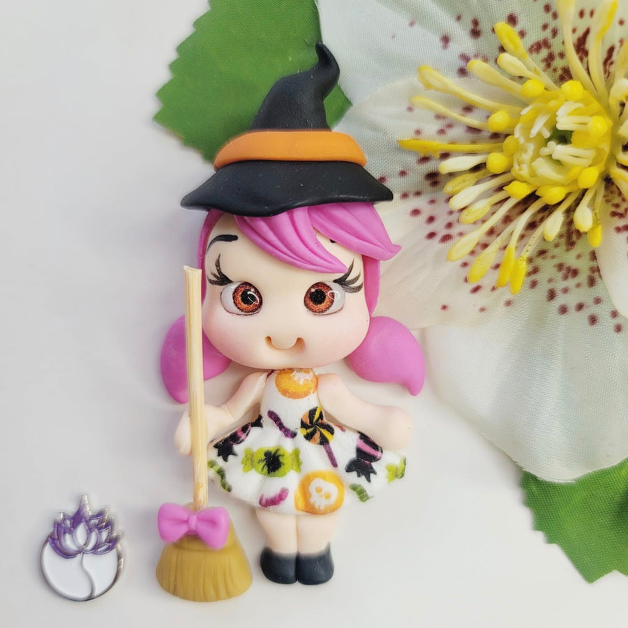 592 Witches Glinda & Trixie Twins Clay Doll for Bow-Center, Jewelry Charms, Accessories, and More
