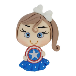 Cap America Super Girl #099 Clay Doll for Bow-Center, Jewelry Charms, Accessories, and More