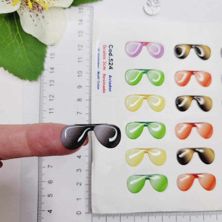 Adhesive Resin SunGlasses for Clays MNC 524 Aviator 3cm 36 Units (Multicolor)