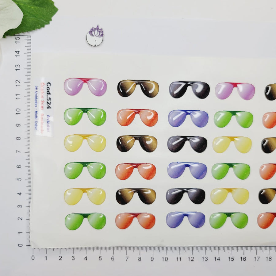 Adhesive Resin SunGlasses for Clays MNC 524 Aviator 3cm 36 Units (Multicolor)