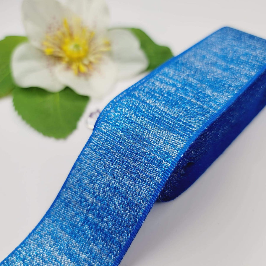 Blue Cetin/Lurex Ribbon - 027707 - 1 1/2" (40mm) - 5 yards