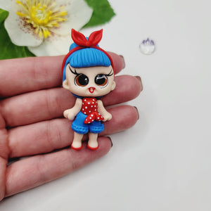 Blue Fantasy #078 Clay Doll for Bow-Center, Jewelry Charms, Accessories, and More