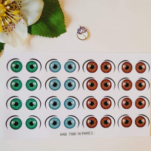 Adhesive Eyes for Clays Multicolor AAB 7580  XXL 16Pairs