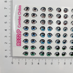 Adhesive Resin Eyes for Clays Multicolor STY R072 P Combo 64Pairs