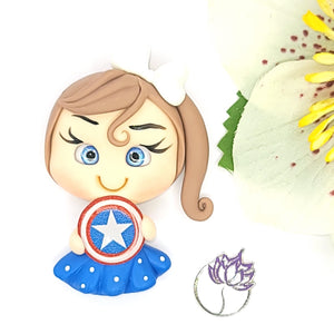 Cap America Super Girl #099 Clay Doll for Bow-Center, Jewelry Charms, Accessories, and More