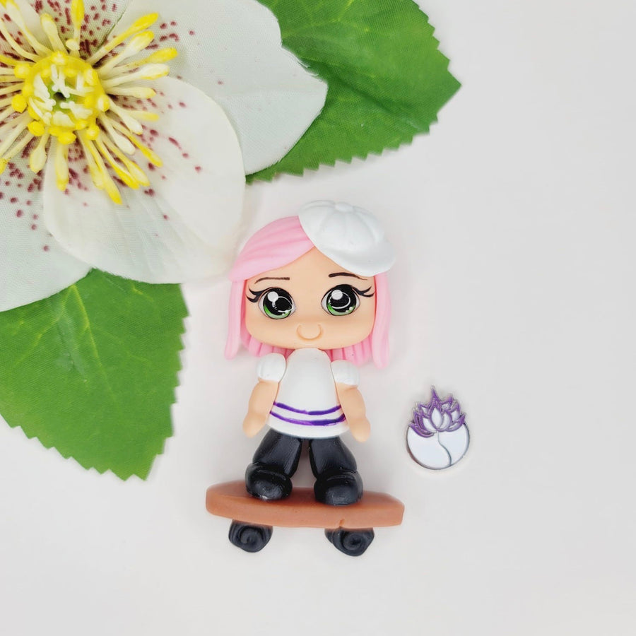 041 Athena The Skater Clay Doll for Bow-Center, Jewelry Charms, Accessories, and More