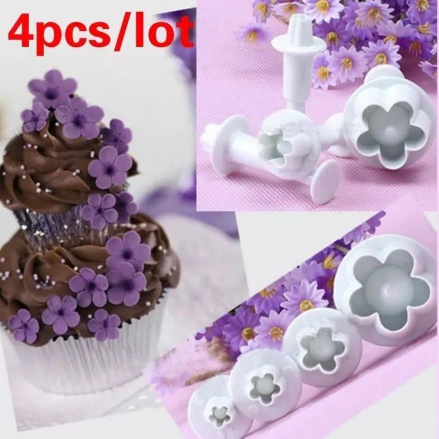 4 Pcs/Set Mini Plum#2  Plunger Biscuit  Cookies Cutter Mold