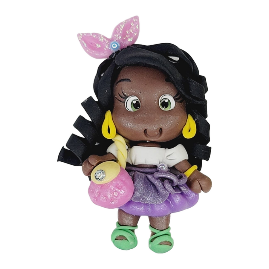 Violet & Jasmine Twins  #571 Clay Doll for Bow-Center, Jewelry Charms, Accessories, and More