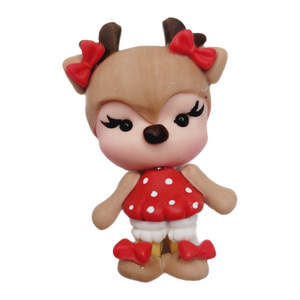 247 Holly Reindeer Xmas Clay Doll for Bow-Center, Jewelry Charms, Accessories, and More